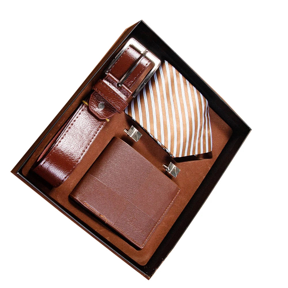 Set idea regalo con cintura portafoglio gravatta e gemelli da uomo - Idea regalo uomo ATREND