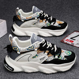 Sneakers chunky casual in pelle microfibra traspirante da uomo