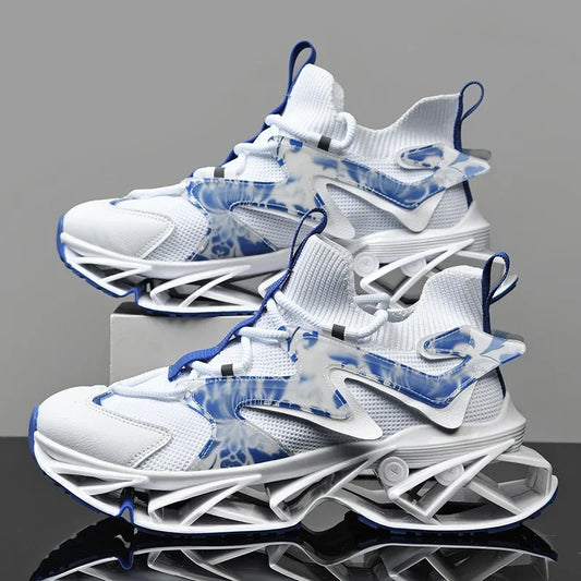 Sneakers chunky patchwork casual con suola geometrica da uomo