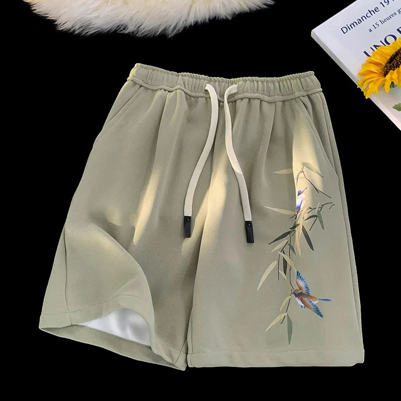 Pantaloncini casual con stampa grafica e fascia elastica da uomo - Pantaloncini uomo ATREND