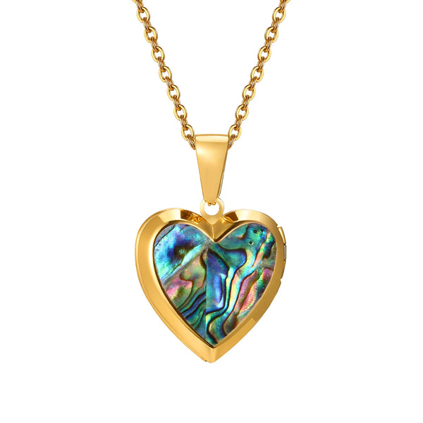 Collana con medaglione a cuore apribile in acciaio inossidabile da donna