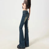 Jeans casual a vita alta con gamba larga da donna