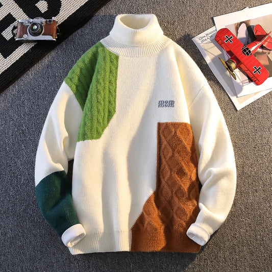 Pullover casual con figure geometriche bicolor da uomo - Pullover uomo ATREND