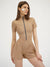 Jumpsuit casual corta con cerniera frontale da donna