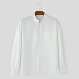 Camicia casual con scollo a v e cerniera da uomo - Camicia uomo ATREND