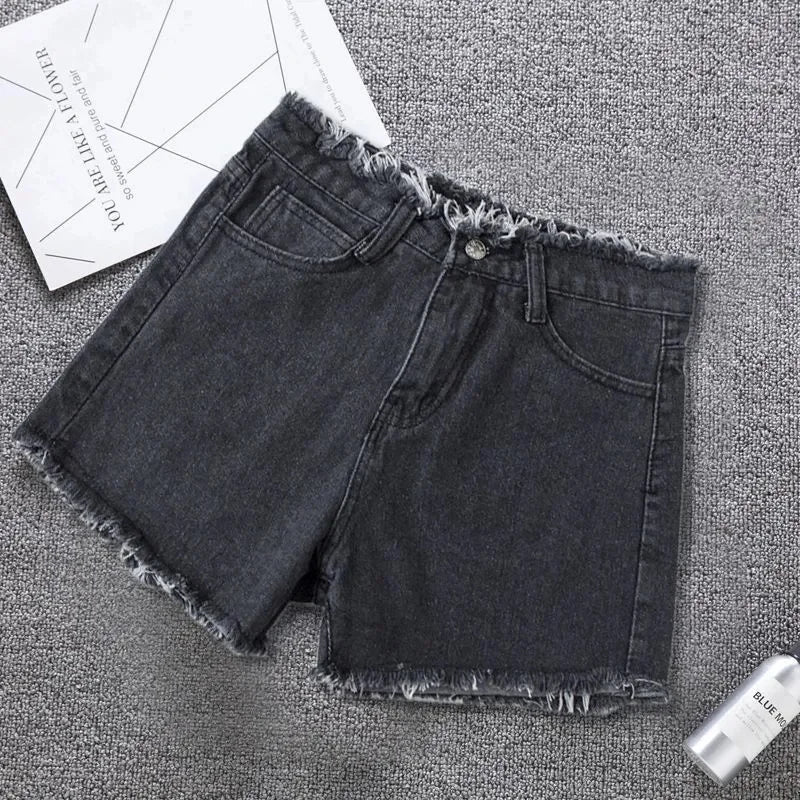Pantaloncini di jeans con bordi ruvidi da donna - Pantaloncini di jeans donna ATREND