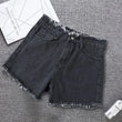 Pantaloncini di jeans con bordi ruvidi da donna - Pantaloncini di jeans donna ATREND