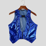 Gilet casual scavato in vernice con cerniera da uomo - Gilet uomo ATREND