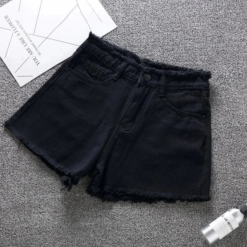 Pantaloncini di jeans con bordi ruvidi da donna - Pantaloncini di jeans donna ATREND