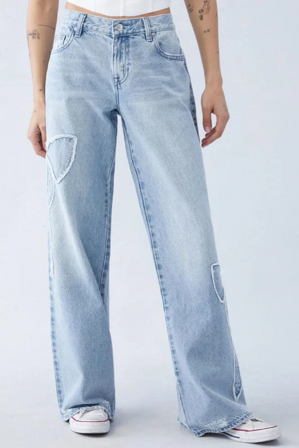 New Fashion Streetwear Bow Embroidered Baggy Jeans Women Y2K Harajuku Gothic High Waist Loose Pants Casual Popular Vintage