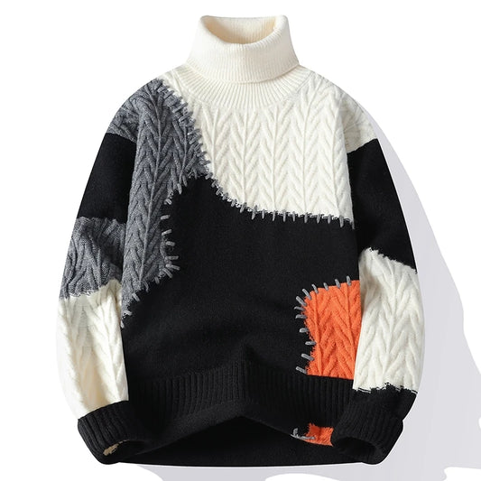 Pullover casual geometrico bicolor da uomo - Pullover uomo ATREND
