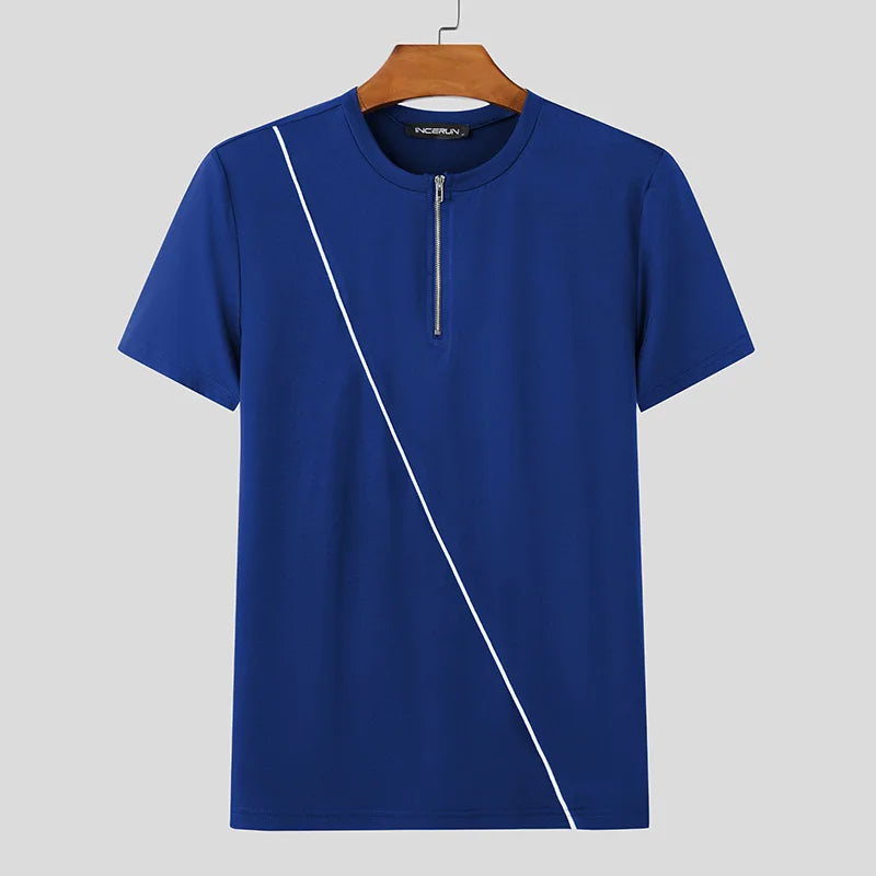 T-shirt casual con cerniera da uomo - Pantaloni uomo ATREND