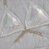 Bikini due pezzi reggiseno e mutande con catena da donna