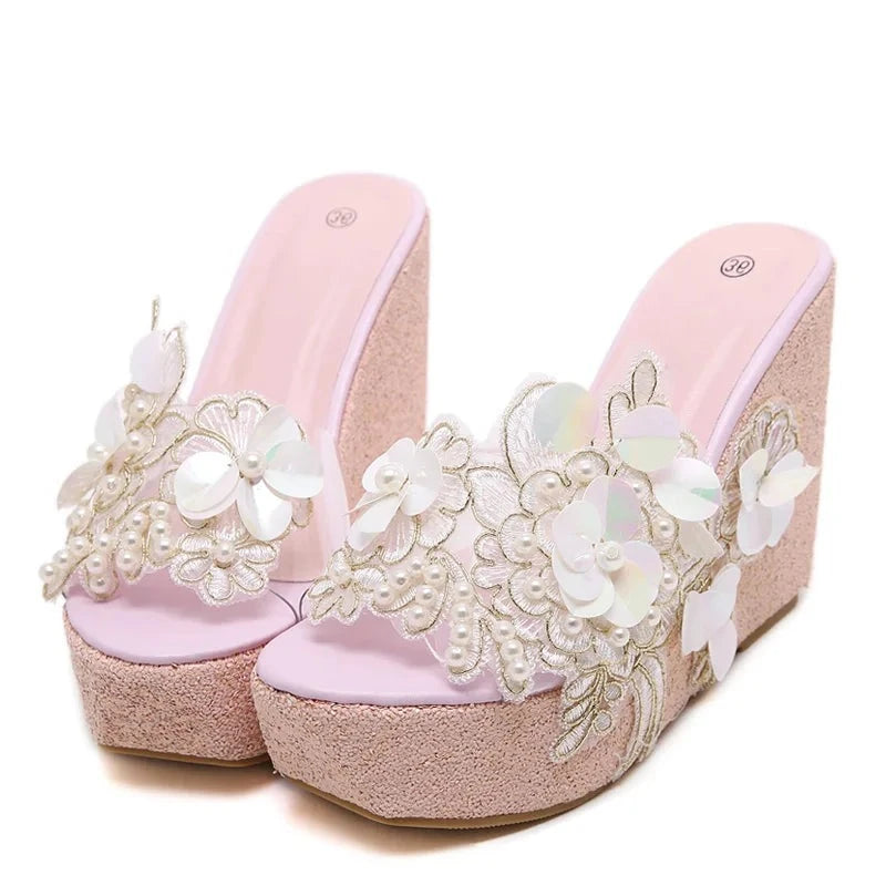 Zeppe alte con fiori da donna - zeppe ATREND
