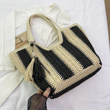 Borsa a mano a righe in cotone da donna - Borse a mano ATREND