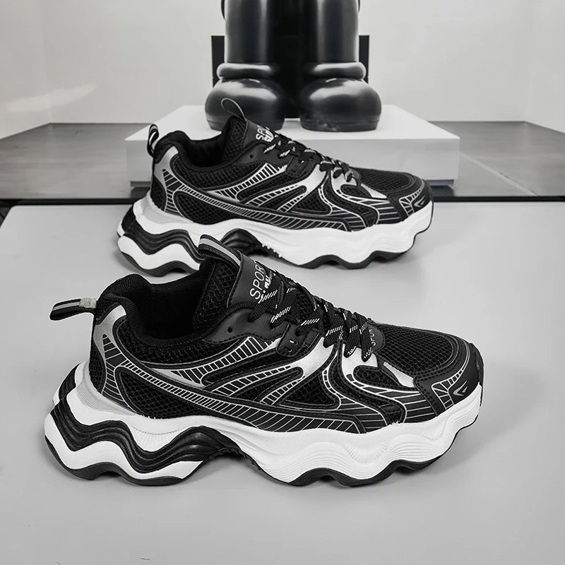 Sneakers casual in pelle mesh traspirante da uomo