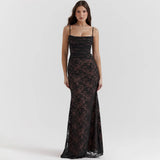 Abito lungo elegante in pizzo con copri spalle da donna - Abbigliamento Abiti ATREND