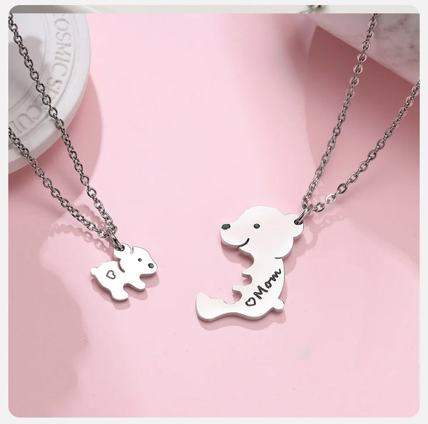 Collana con orso in acciaio da donna