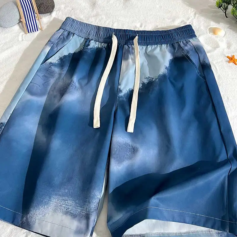 Pantaloncini casual con stampa grafica fascia elastica e lacci da uomo - Pantaloncini uomo ATREND