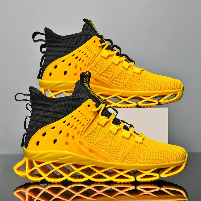 Sneakers chunky patchwork casual con suola geometrica da uomo