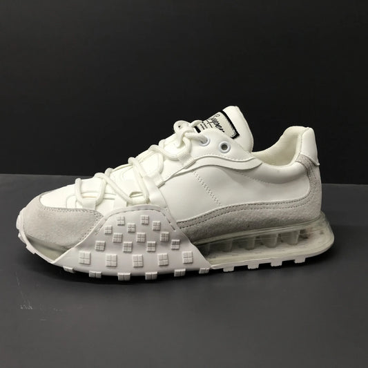 Sneakers chunky casual in pelle solida mesh traspirante unisex