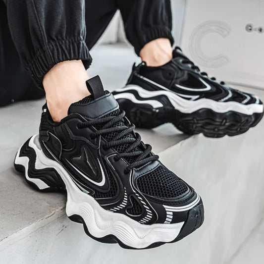 Sneakers casual in pelle mesh traspirante da uomo