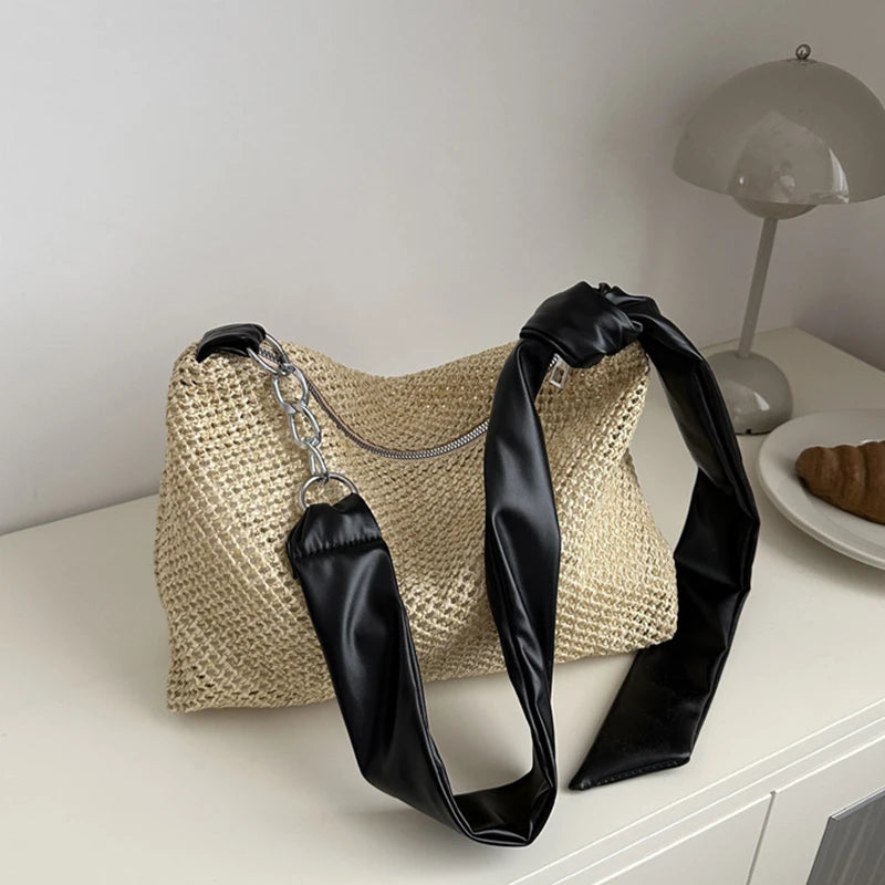 Borsa a tracolla casual con cinturino regolabile in pelle PU e catena da donna - Borsa a tracolla ATREND