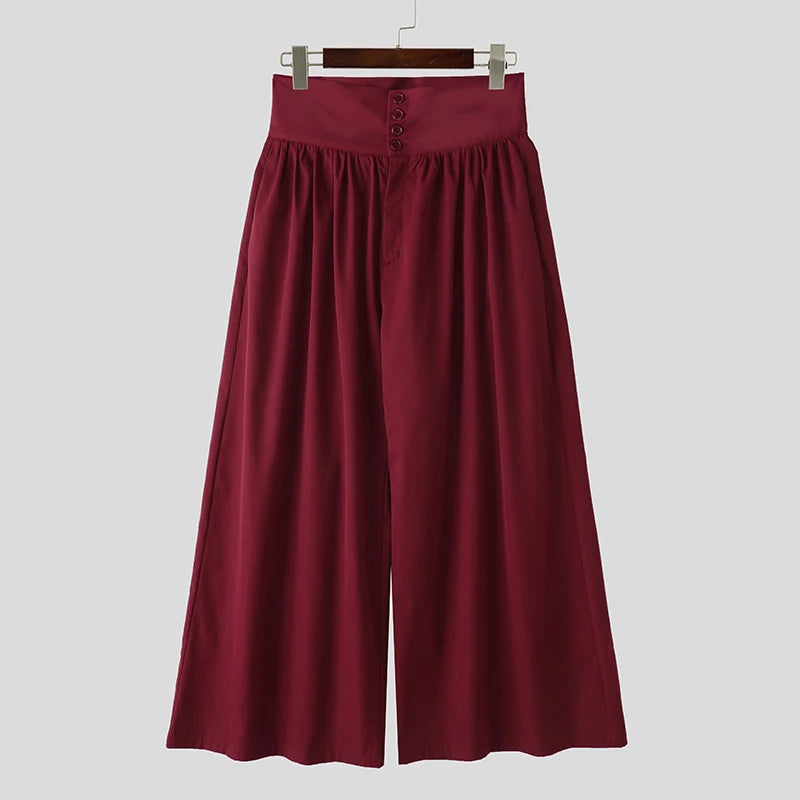Pantaloni casual con fascia alta e bottoni da uomo - Pantaloni uomo ATREND