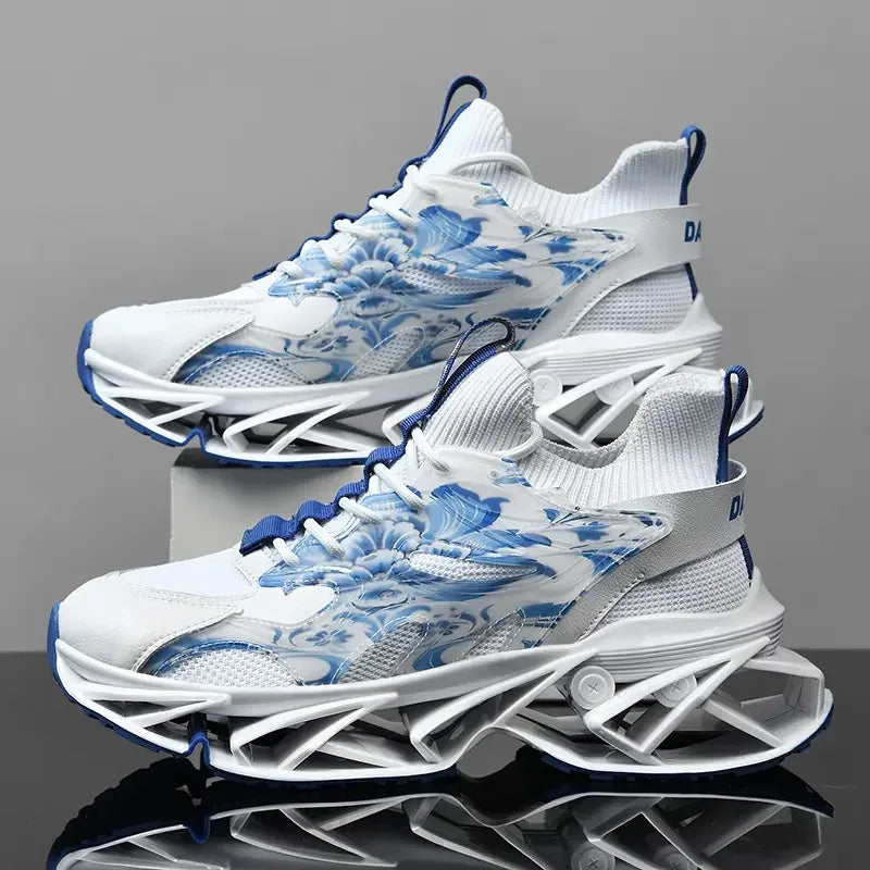 Sneakers chunky patchwork casual con suola geometrica da uomo