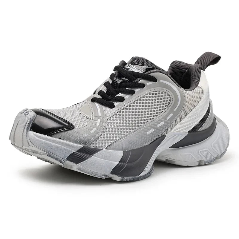 Sneakers casual in pelle sintetica mesh traspirante con lacci unisex