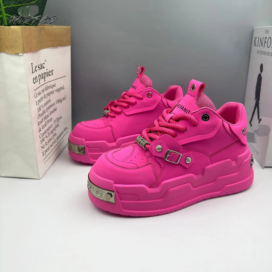Sneakers punk con fibbie laterali in pelle PU unisex