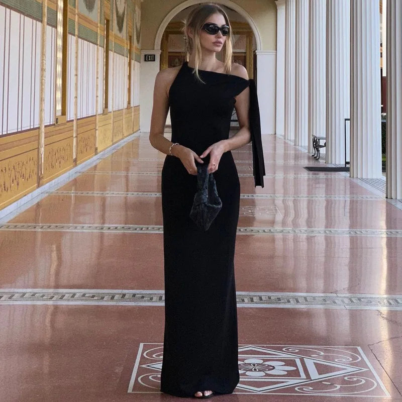 Abito lungo elegante asimmetrico da donna - Abbigliamento Abiti ATREND