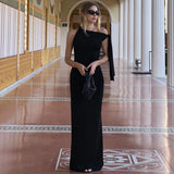Abito lungo elegante asimmetrico da donna - Abbigliamento Abiti ATREND