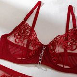 Women's Lingerie Bra Thong Garter Belt With Chain