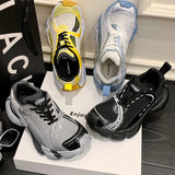Sneakers casual in pelle sintetica mesh traspirante con lacci unisex