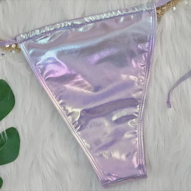 Bikini due pezzi reggiseno e mutande con catena da donna