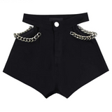 Pantaloncini di jeans scavati con catena da donna - Pantaloncini di jeans donna ATREND