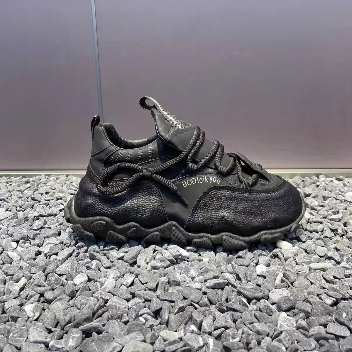 Sneakers chunky casual con suola morbida in pelle PU da uomo