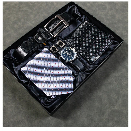 Set idea regalo con cintura cravatta orologio portafoglio e un paio di gemelli da uomo - Idea regalo uomo ATREND
