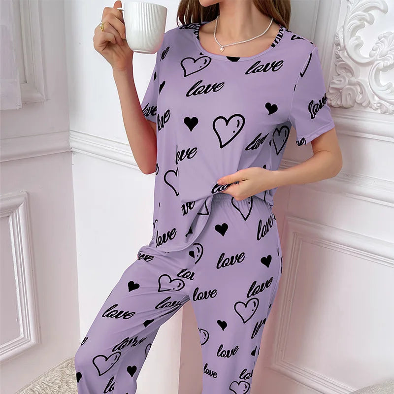 Pigiama casual t-shirt e pantaloni da donna - Pigiama donna ATREND