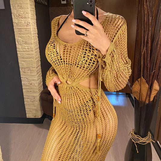 Copri costume in rete lavorato a mano trasparente da donna - copri costume ATREND