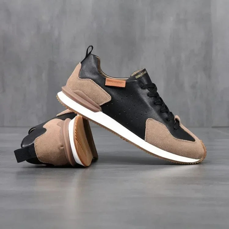Sneakers casual patchwork in pelle PU e velluto unisex