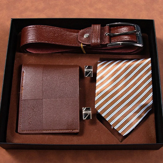 Set idea regalo con cintura portafoglio gravatta e gemelli da uomo - Idea regalo uomo ATREND