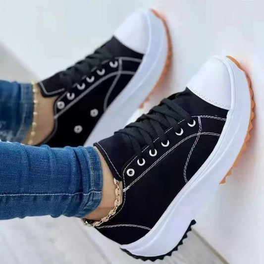 Sneakers casual canvas con para alta e lacci da donna - Sneakers donna ATREND