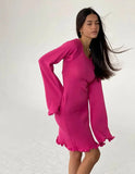 Mini abito casual scavato con maniche a pipistrello plissettate da donna - Abbigliamento Abiti ATREND