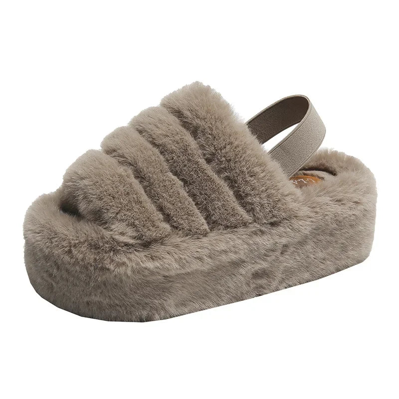 Women's Elastic Strap Fur Slippers