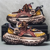 Sneakers chunky in pelle microfibra da uomo