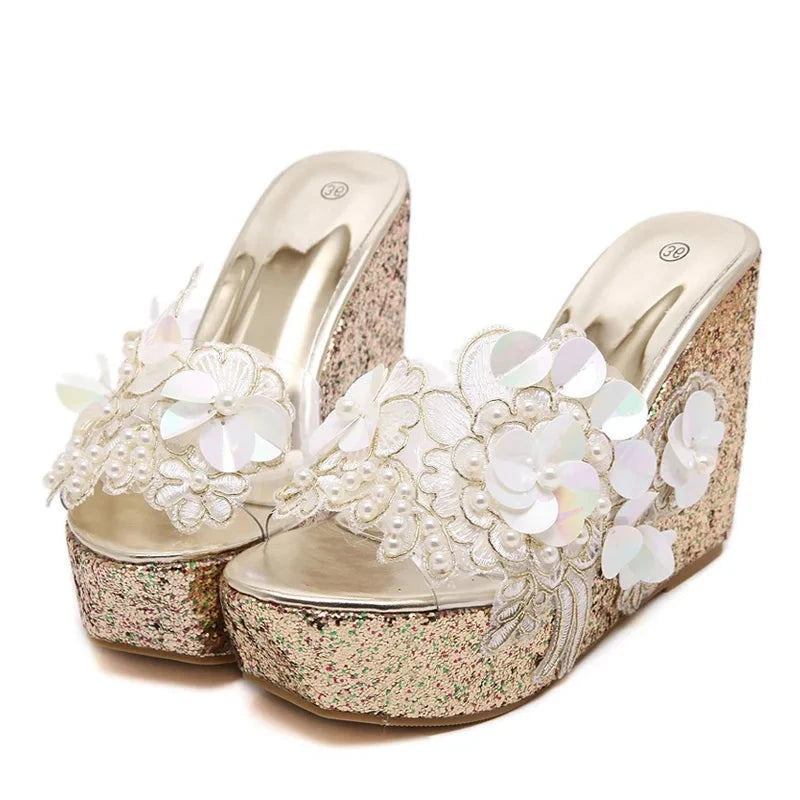 Zeppe alte con fiori da donna - zeppe ATREND