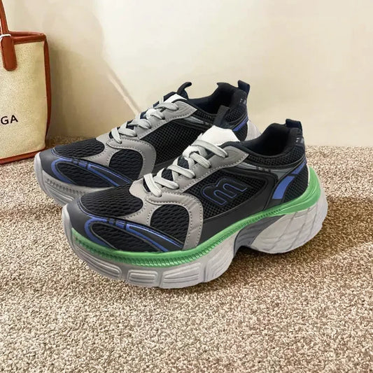 Sneakers casual con suola morbida  in pelle traspirante mesh da uomo