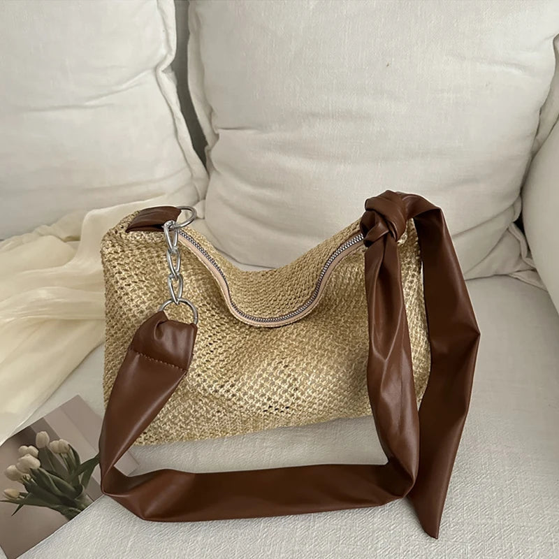 Borsa a tracolla casual con cinturino regolabile in pelle PU e catena da donna - Borsa a tracolla ATREND
